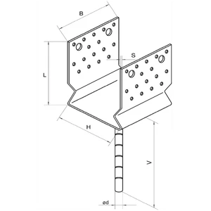 Patka kotevní do betonu Typ U 80x80x4,0 s prolisem - slide 2