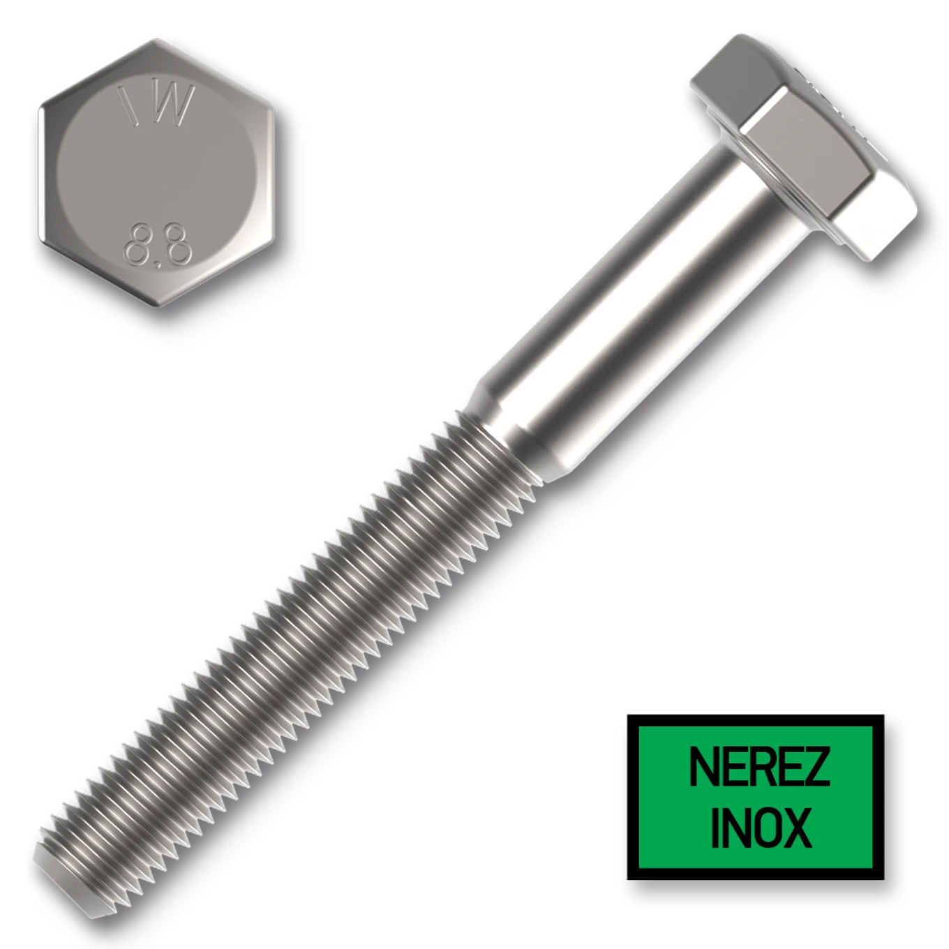 Šroub 6hr.hlava M10x35 nerez A2-70 závit částečný DIN 931 - slide 0