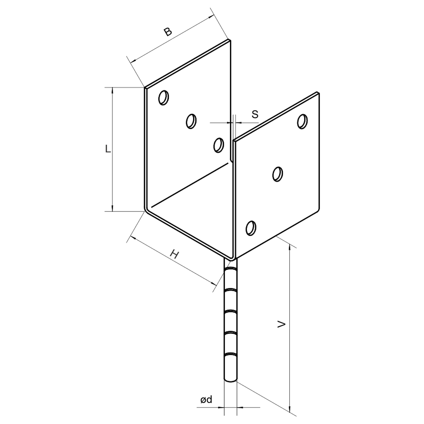 Patka kotevní do betonu Typ U 60x60x4,0 - slide 2