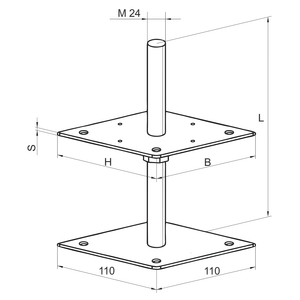 Stützenfuss, verstellbar 110x110x200x4,0 M24, lose Mutter - slide 2
