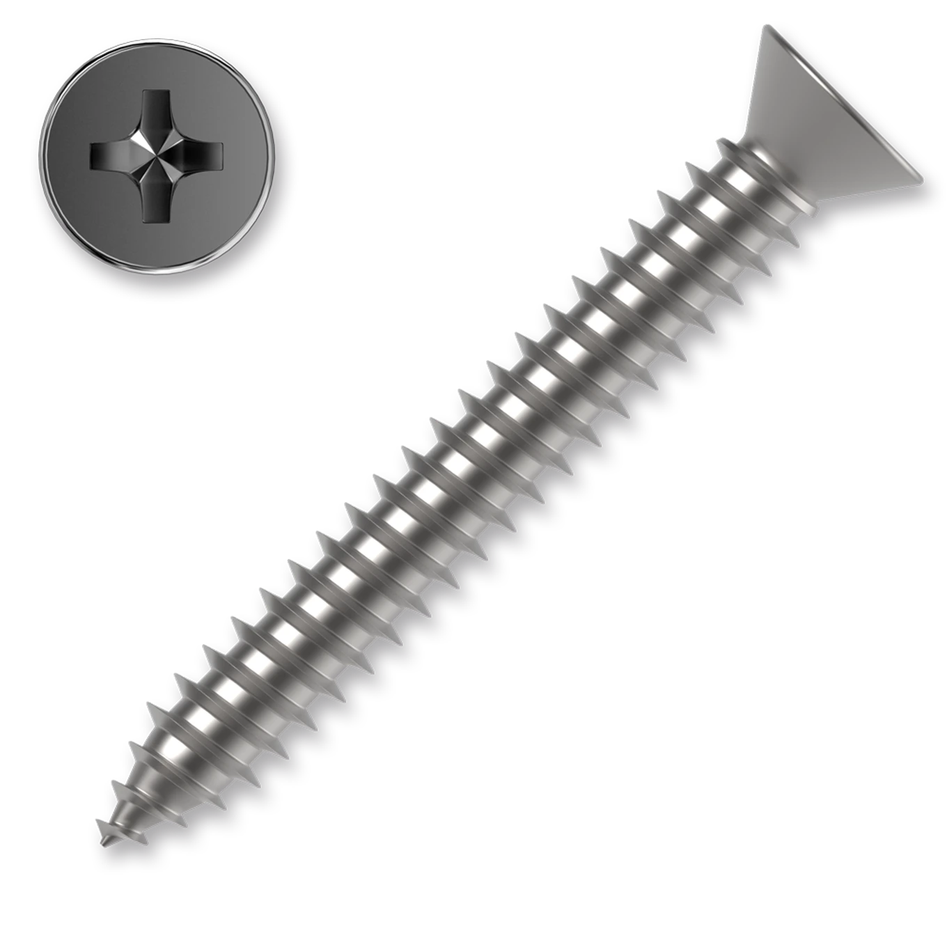 Šroub do plechu se zápustnou hlavou 6,3x80 PH3 ZB DIN 7982C závit celý - slide 0