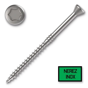 Vrut terasový 5,0x70 zápust.hl. TX25 A4 nerez - slide 0