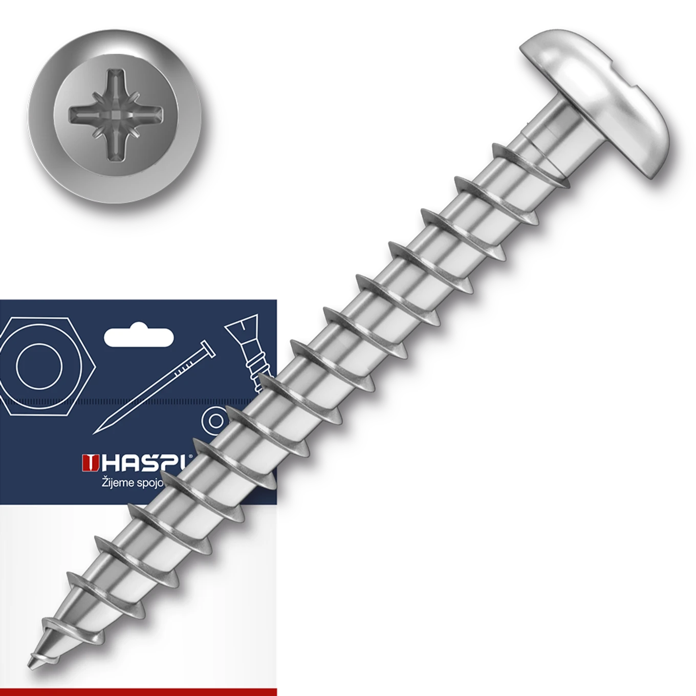 Vrut univerzální 3,5x12 PHH PZ2 ZB závit celý půlkul. hlava sáček-50ks - slide 0