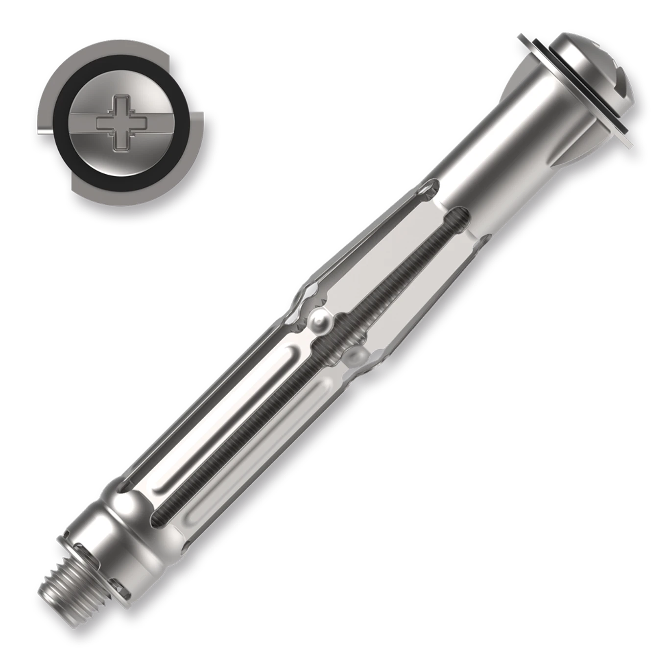 Hmoždinka ocelová dutinová HOD-S 12x52mm+ šroub M6 čočk.hlava pozidrive ZB - slide 0