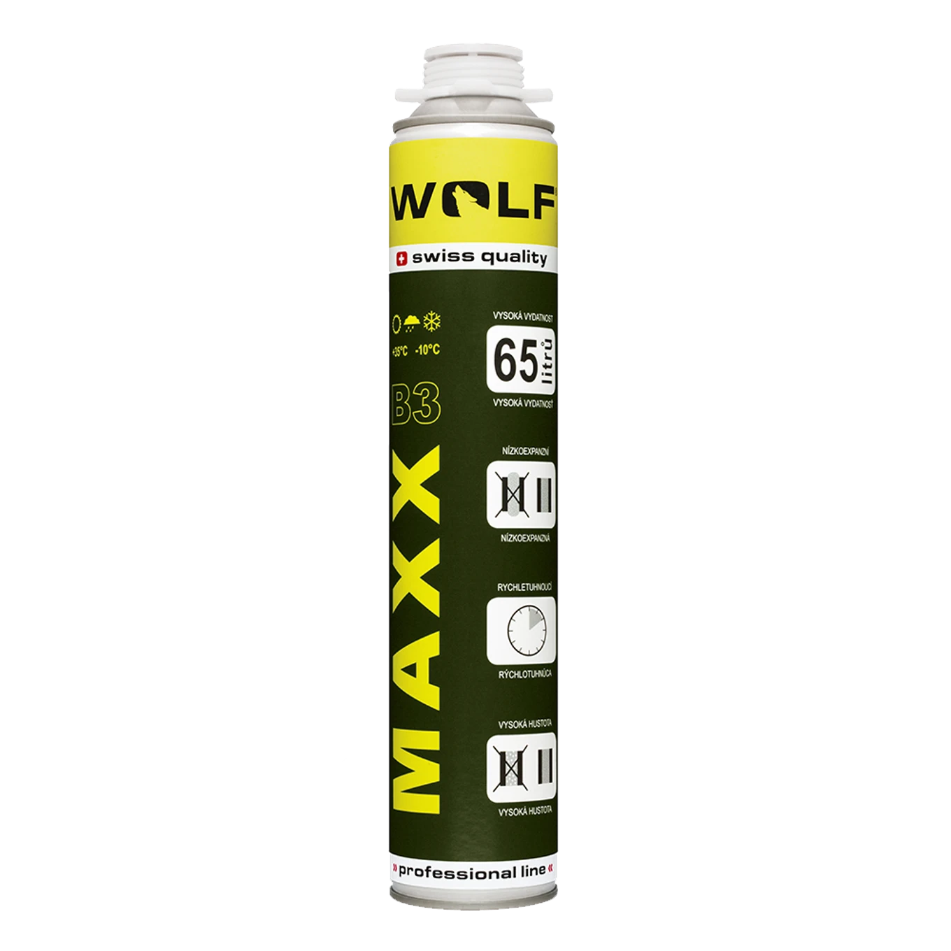 Montážní pěna WOLF MAXX 65l nízkoexpanzní, 850ml, pistolová - slide 0