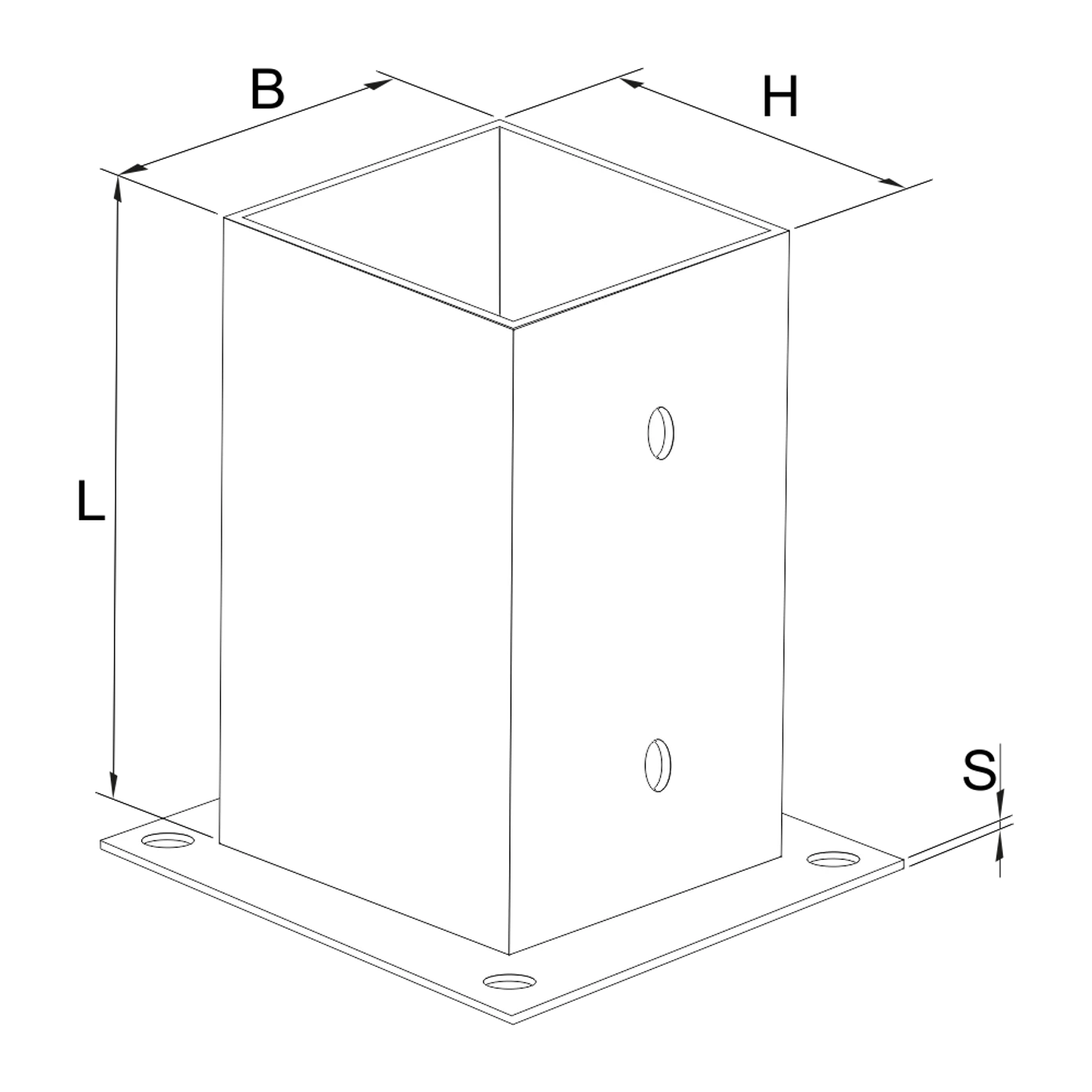 Kotvící botka čtvercová 90x90x150 - slide 2