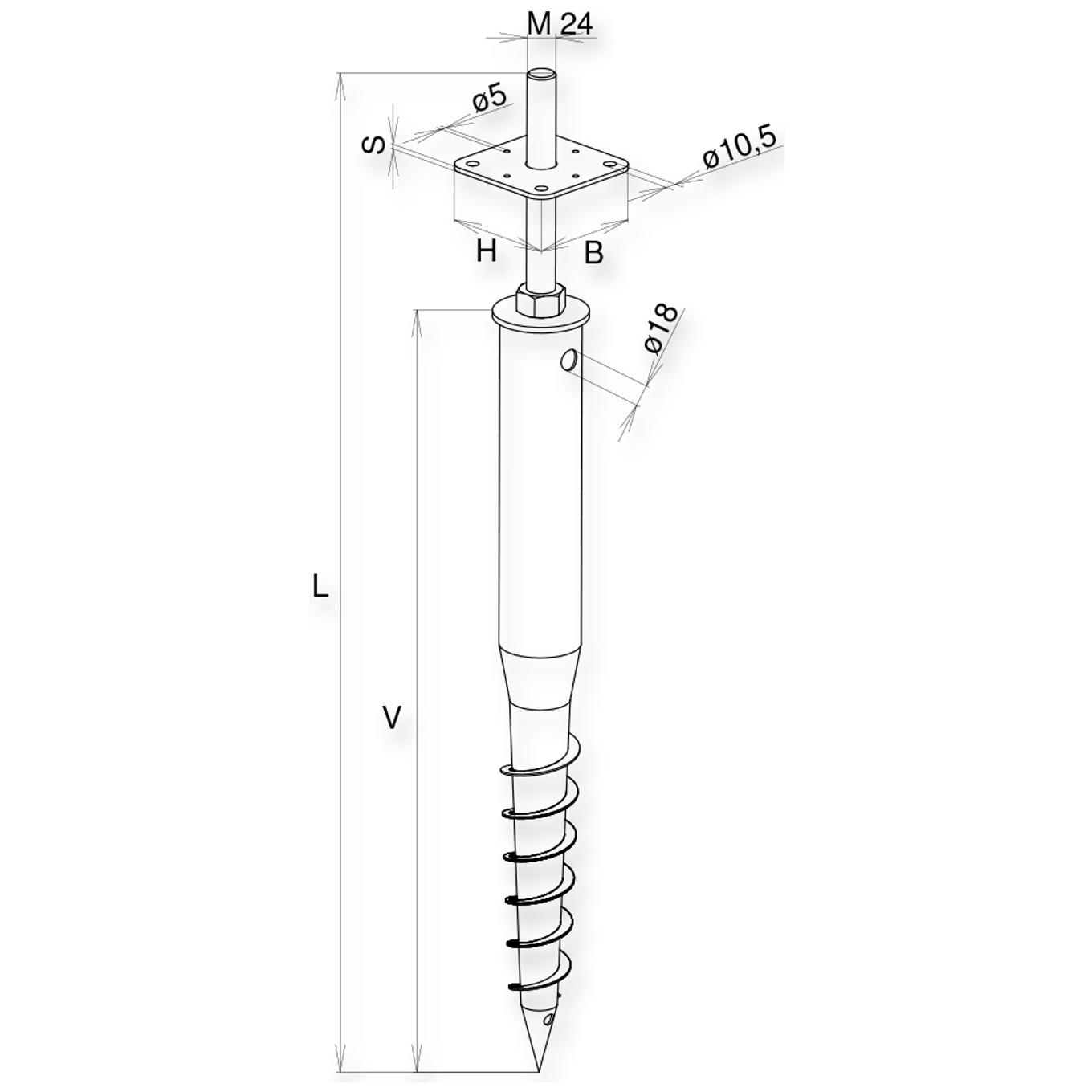 Vrut zemní stavitelný s patkou pilíře 80x80x800, žárový zinek - slide 1