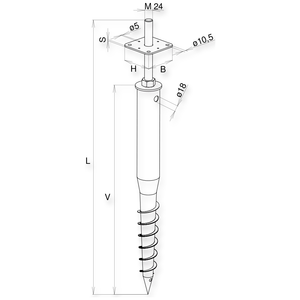 Vrut zemní stavitelný s patkou pilíře 110x110x900, žárový zinek - slide 1