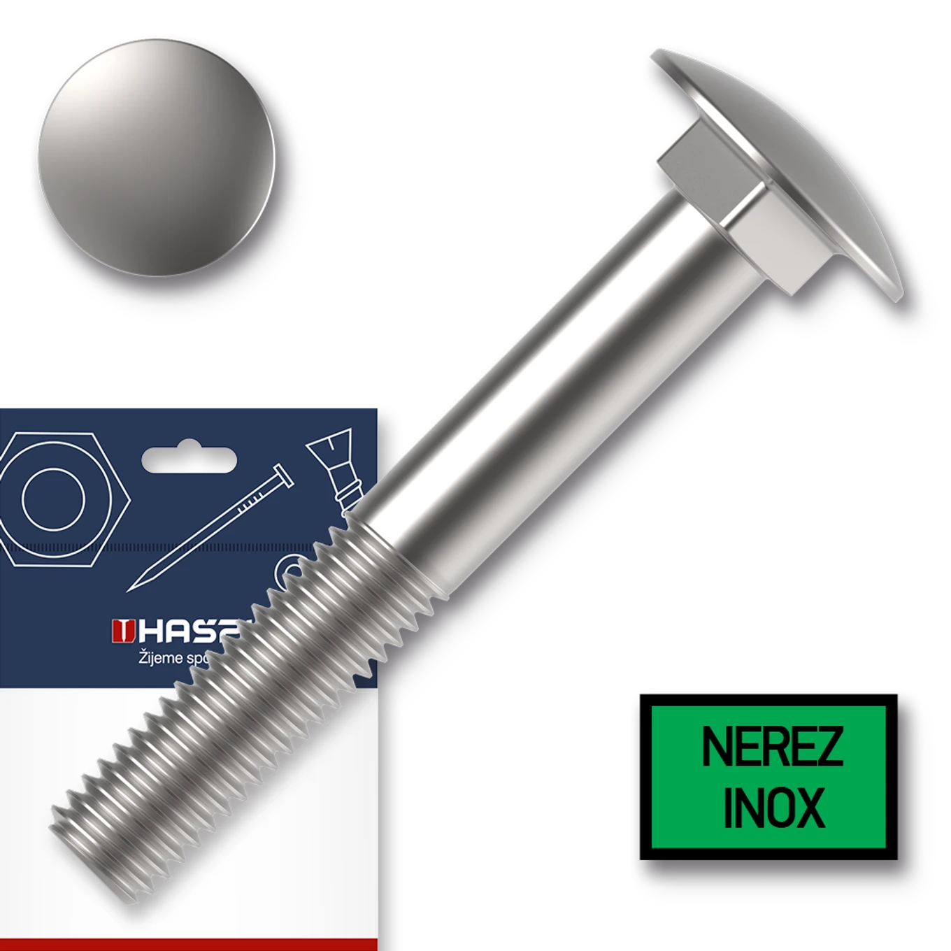 Šroub vratový M5x20 nerez A2-70 DIN603 sáček-10ks - slide 0
