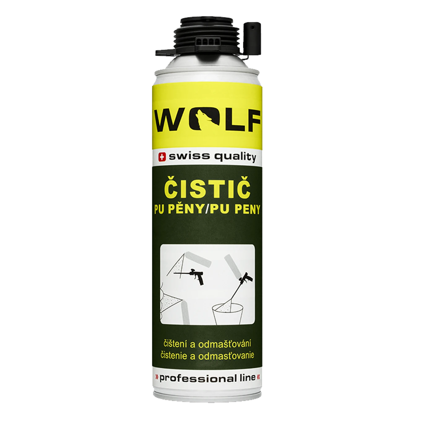 Čistič PU pěny a pistole WOLF 500ml pistolový - slide 0