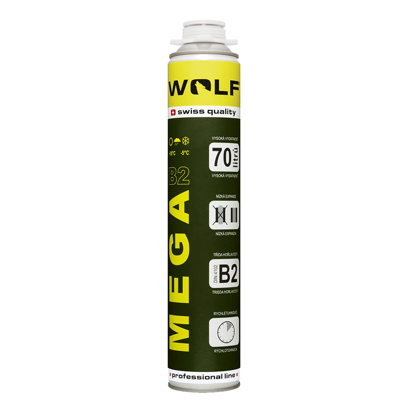 Montážní pěna WOLF MEGA 70l nízkoexpanzní, 870ml, pistolová - slide 0