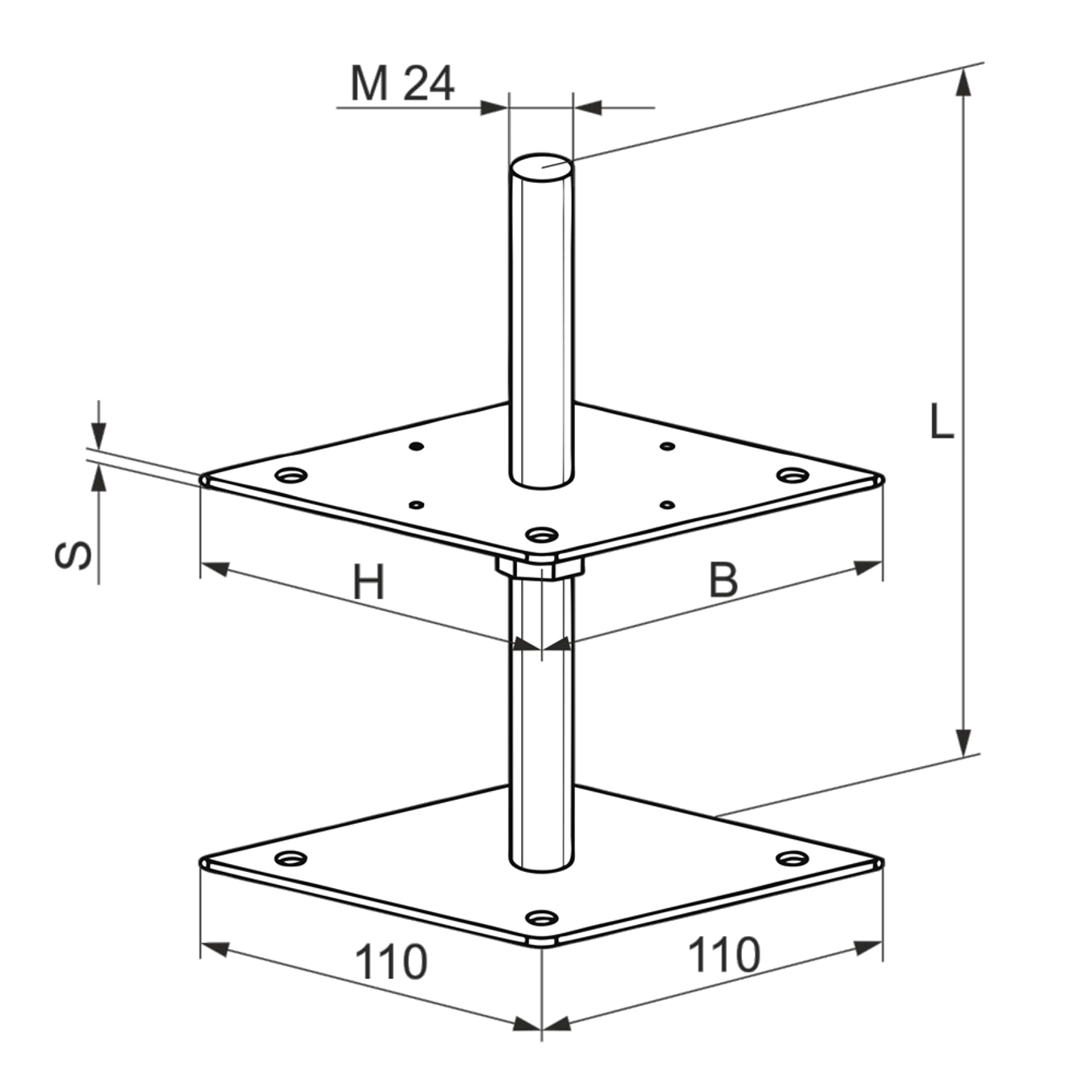 Patka pilíře 80x80x330x4,0 M24 volná matka - slide 2