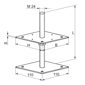 Stützenfuss, verstellbar 80x80x250x4,0 M24, lose Mutter - slide 2