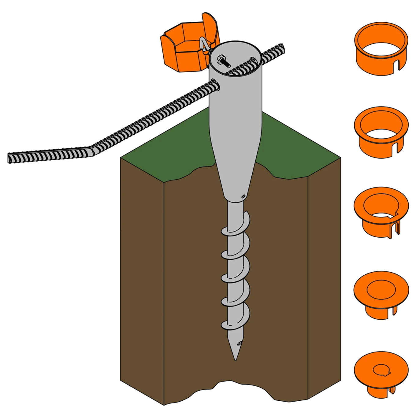 Vrut zemní kruhový 26-55x560 - slide 1