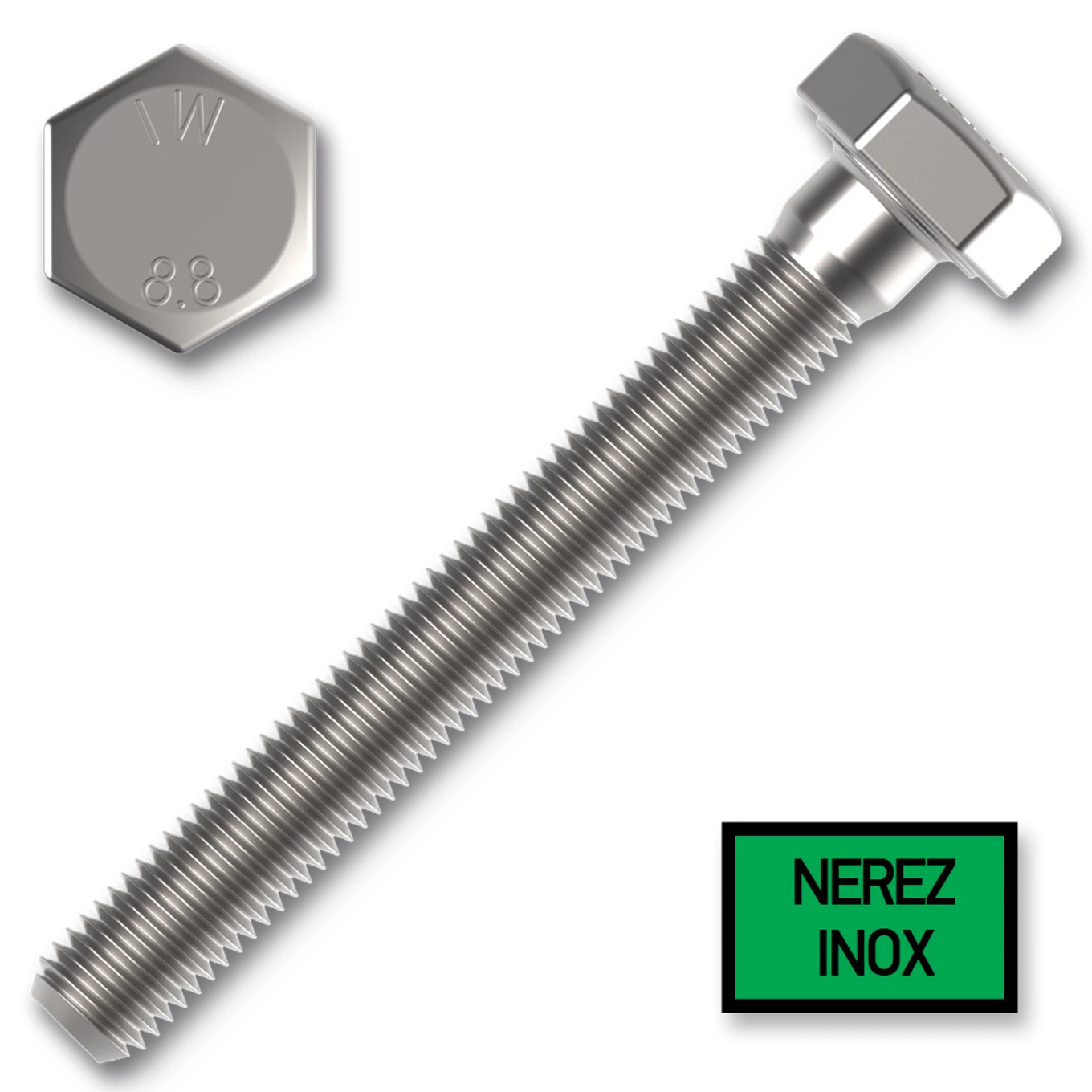 Šroub 6hr.hlava M5x12 nerez A2-70 závit celý DIN933 - slide 0
