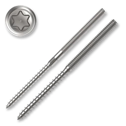 Stockschraube M6x60, TX 15, weiss verzinkt