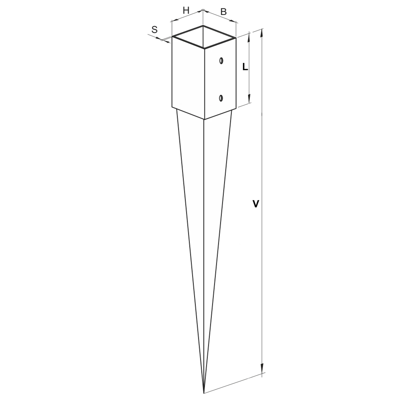 Kotvící hrot čtvercový 90x90x750 - slide 2