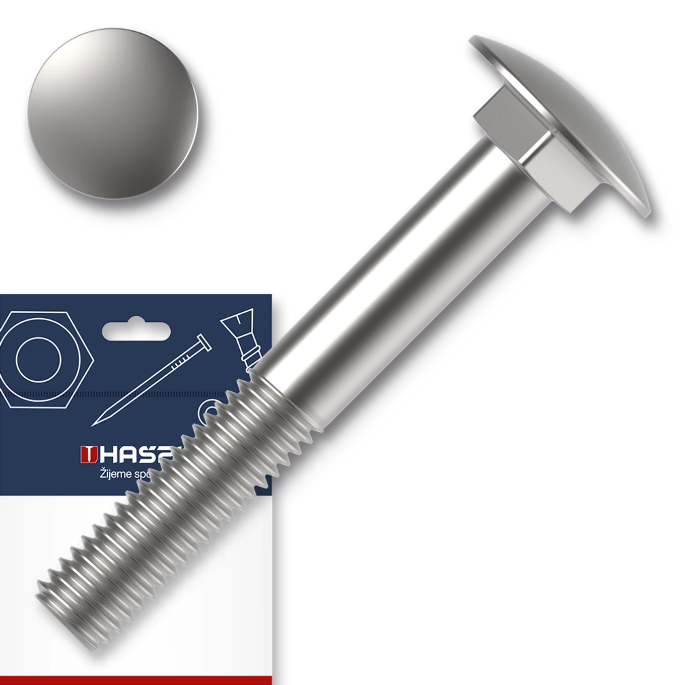 Šroub vratový M6x30 ZB DIN 603 4.8 sáček-20ks - slide 0