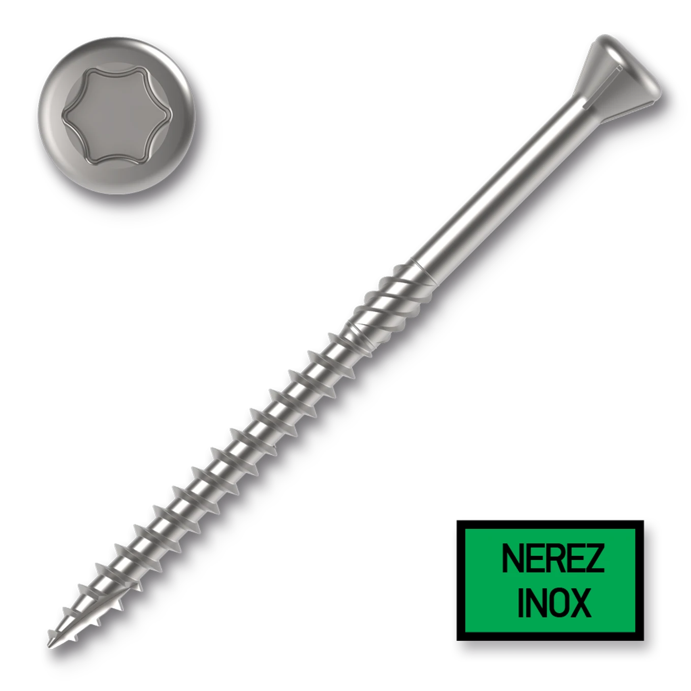 Vrut terasový 5,0x50 zápust.hl. TX25 A2 nerez - slide 0