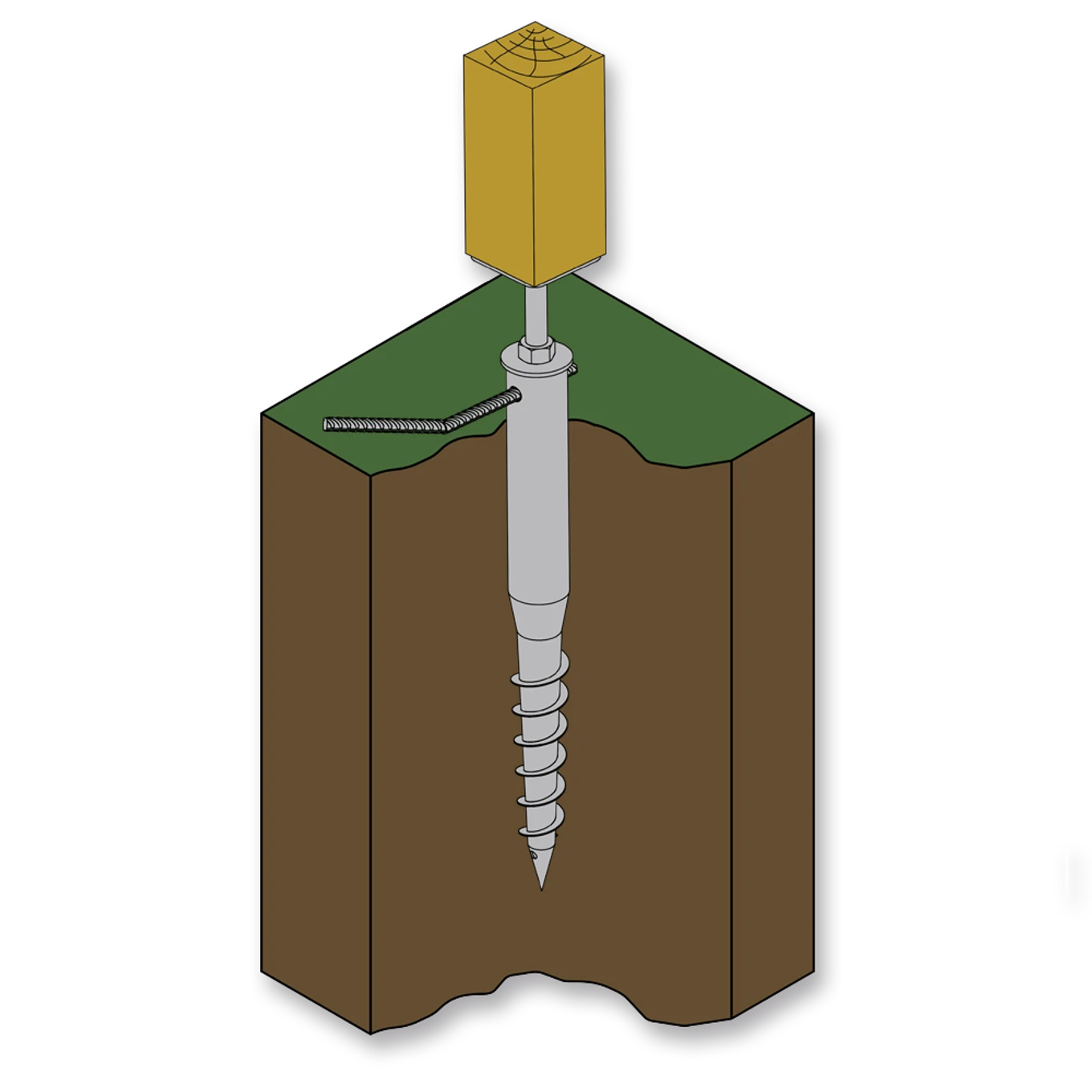 Vrut zemní stavitelný s patkou pilíře 110x110x1000, žárový zinek - slide 2