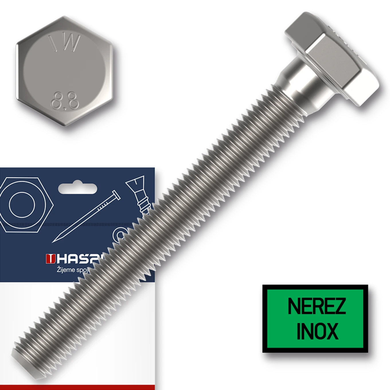 Šroub 6hr.hlava M6x16 nerez A2-70 závit celý DIN933 sáček-10ks - slide 0